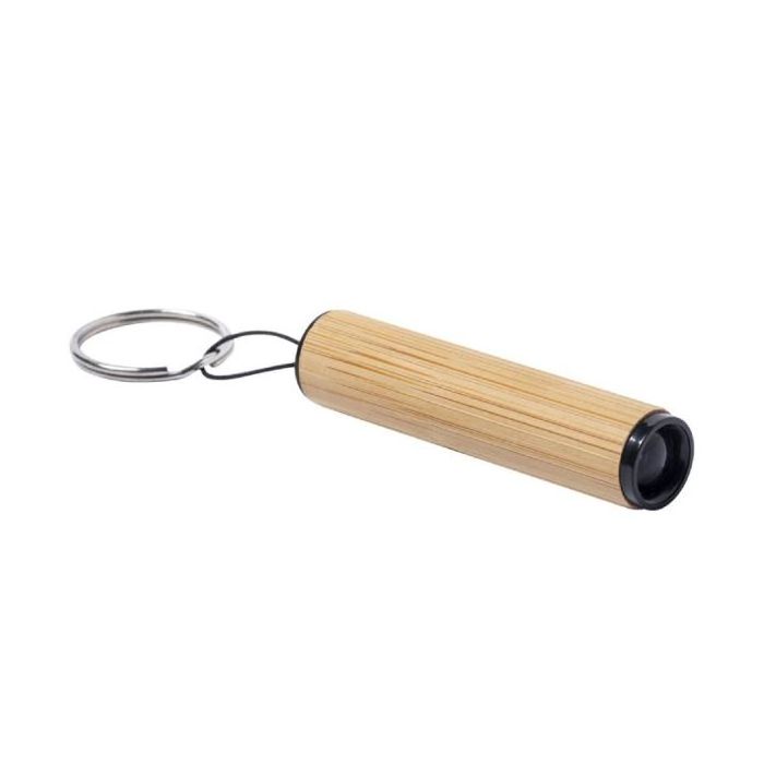 2023 Newest OEM Laser Engraved Logo Mini Led Eco Bamboo Keyring Torch Keychain Flashlight With Bamboo