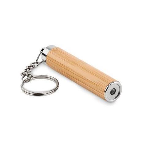 2023 Newest OEM Laser Engraved Logo Mini Led Eco Bamboo Keyring Torch Keychain Flashlight With Bamboo