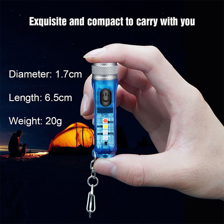 500mah Type-C  Red Led UV Light White Led Multi Functional High Power Flashlight Rechargeable Magnetic Portable Mini Torch