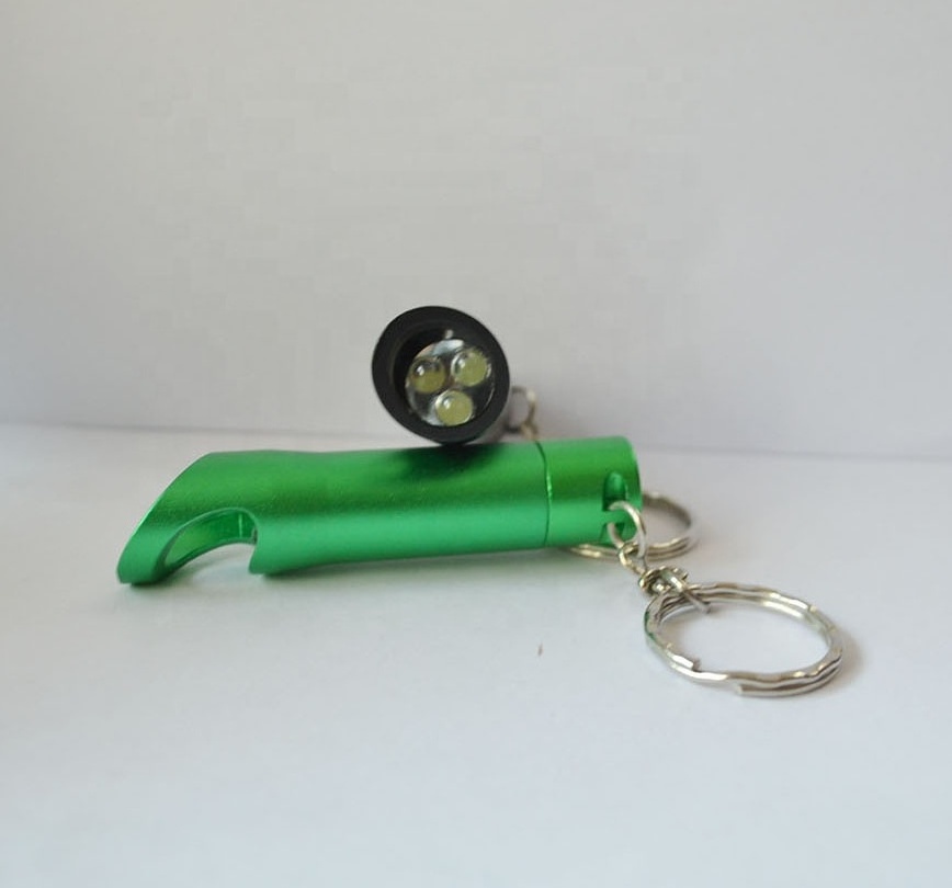 Souvenir Mini Metal Led Flashlights Keychain Key Chain Flash Light Bottle Opener Keychain