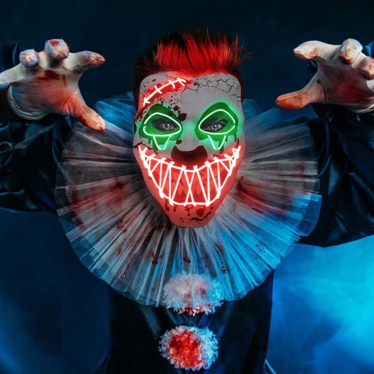 EL Wire Scary Purge Mask Halloween LED Clown Mask Light Up Mask for Halloween Party