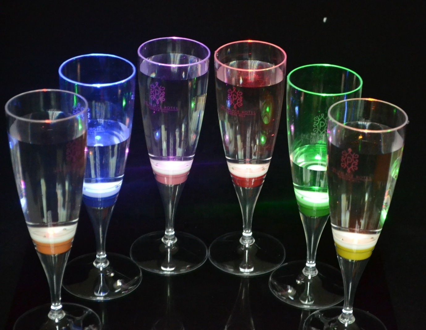 LINLI Set Of 6 Liquid Activated Flashing Light Up Blinking Cocktail Whisky Dinker Glow Mugs LED Wine Champagne Flutes Glass