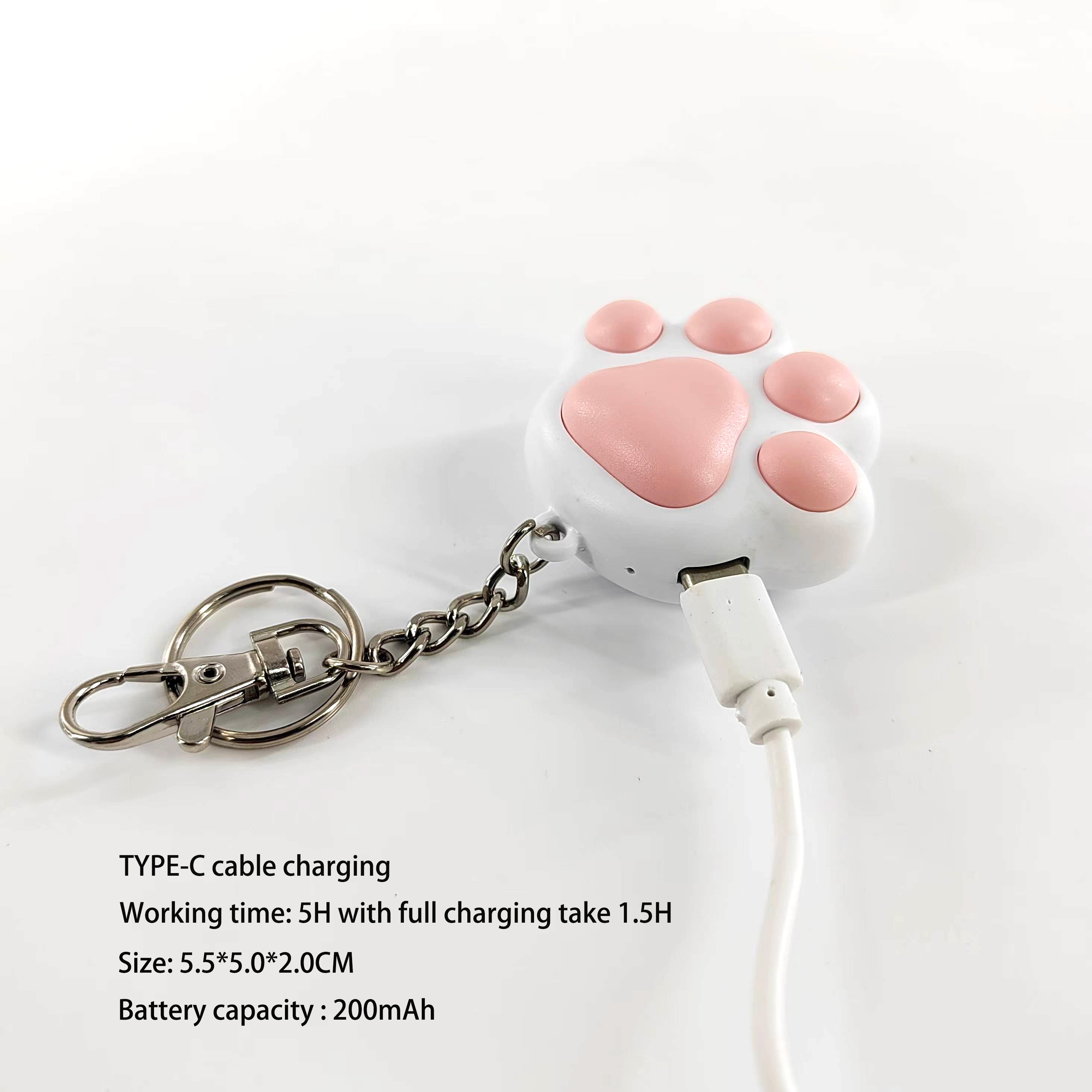 USB-C Rechargeable 5 Patterns Cat Pet Paw Shape Laser Pointer Multi-functional Cat Toy Keychain