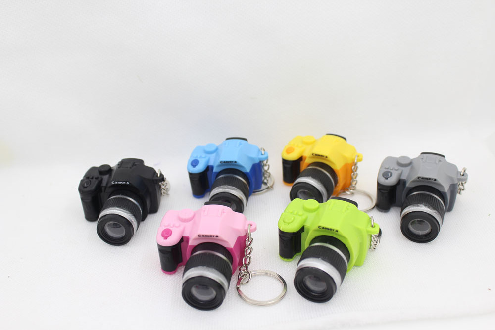 Camera Shaped Led Sound Keychain Mini Souvenir Led Flashlight Keychain