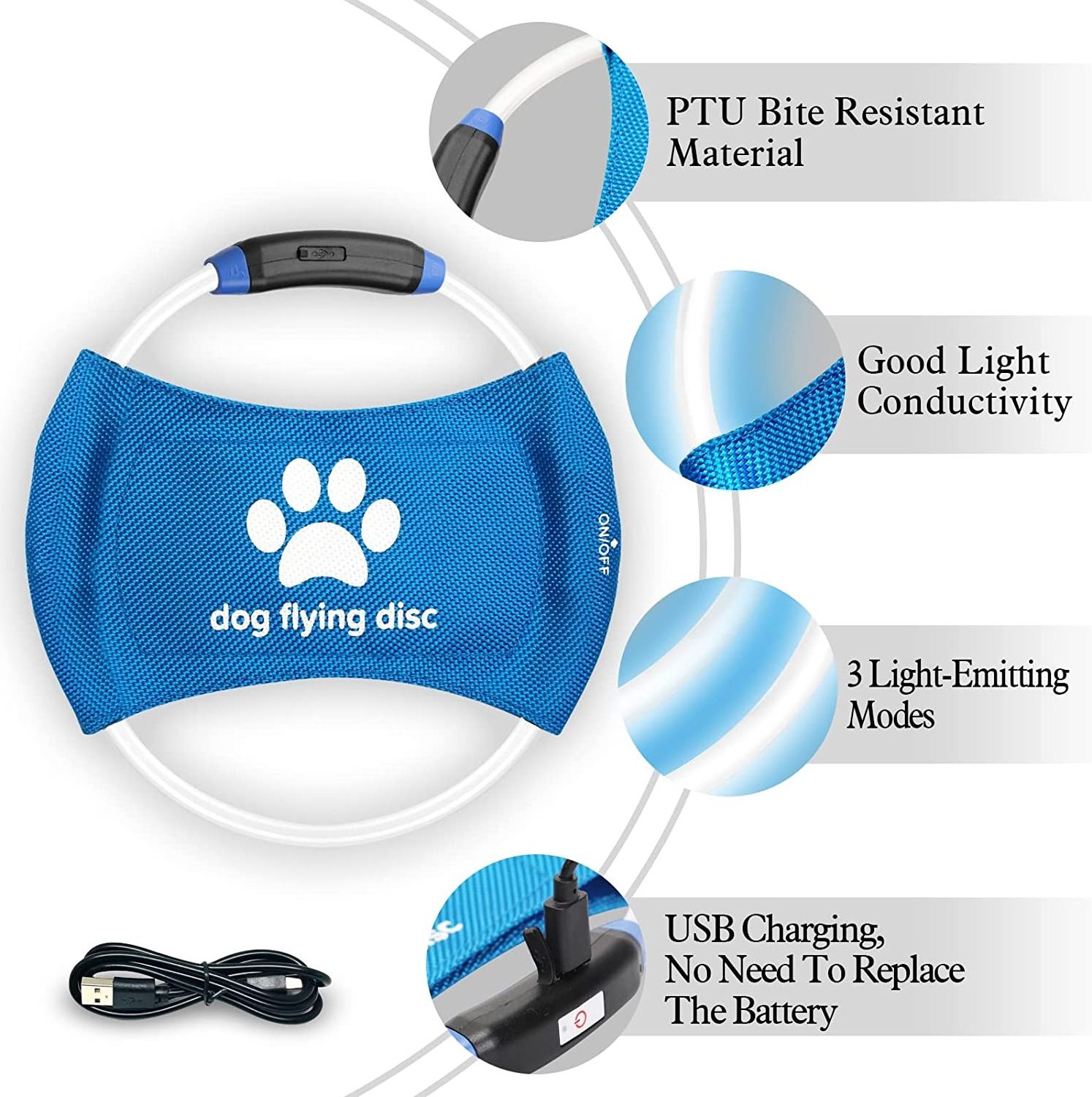 Outdoor Freestyle Sports Glowing Dog Flying Disc Dog Flying Ring Chew Toys Dog Led Toys