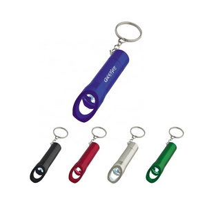 Souvenir Mini Metal Led Flashlights Keychain Key Chain Flash Light Bottle Opener Keychain