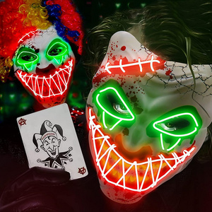 EL Wire Scary Purge Mask Halloween LED Clown Mask Light Up Mask for Halloween Party