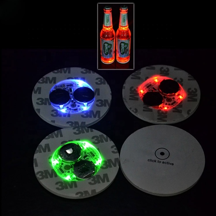 LINLI Perfect For Bar Party Wedding Anniversaries Bottle Light Sticker LED Bar Coaster 4 LED Coasters For Drinks