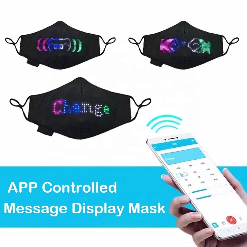 LINLI Programmable Light Up LED Screen Display Face Mask For Rave Party