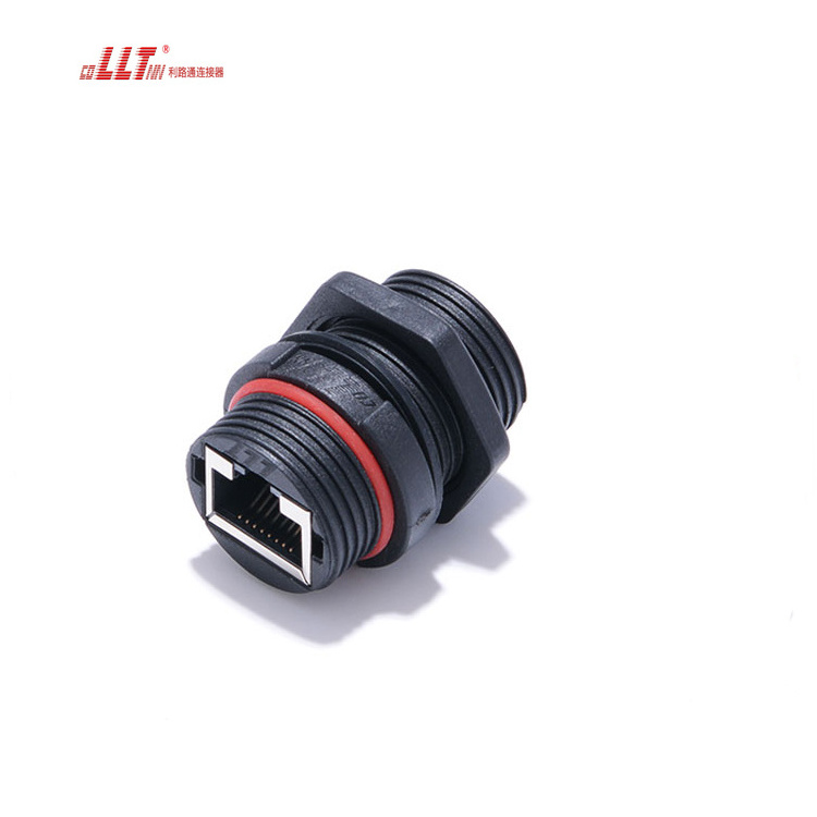 Waterproof High Quality Cat6 Pass Through   Ethernet Lan Cable Cat6a RJ45 panel watertight connector