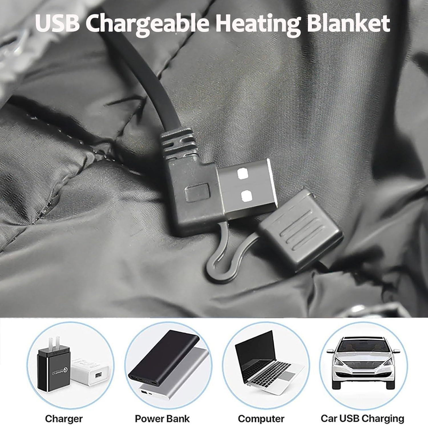 3 Heat Settings USB Heating Wrap Shawl Wearable Overheat Protection Electric Heated  Blanket