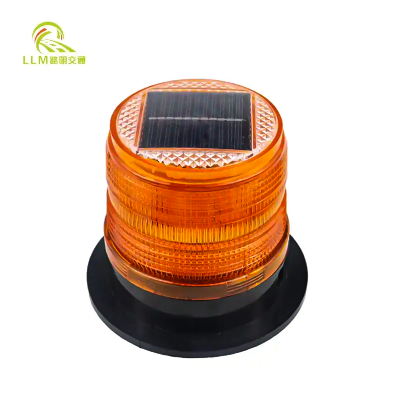 Solar Powered Single Flash Magnetic Rotating Car Forklift Truck Vehicle Revolving Amber Beacon Warning Light