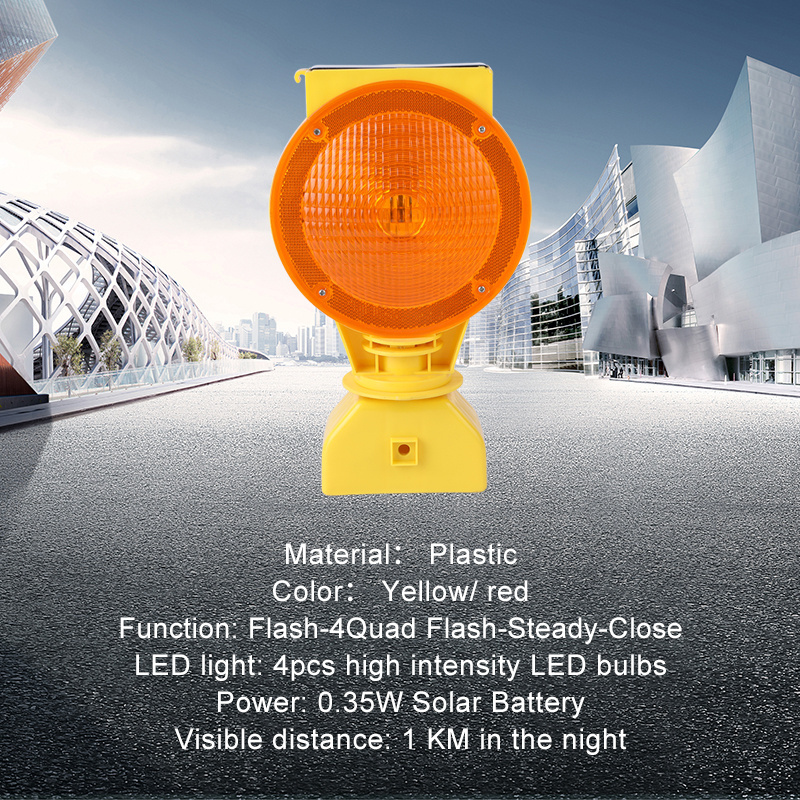 Traffic Lamp Yellow Led Barricade Flasher Light / Amber Road Cone Solar Barricade Light Warning Safety