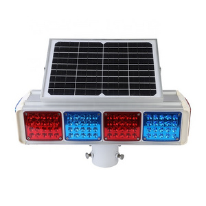 Four Sides Red And Blue Solar Traffic Signal Warning Strobe Light Four Sides Warning Strobe Lights Led Solar Warning Light