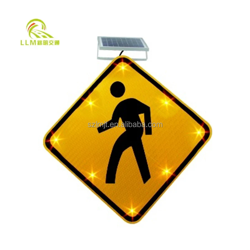 Solar Crosswalk Signal Traffic Sign LED Traffic Signal Pedestrian Crossing Sign