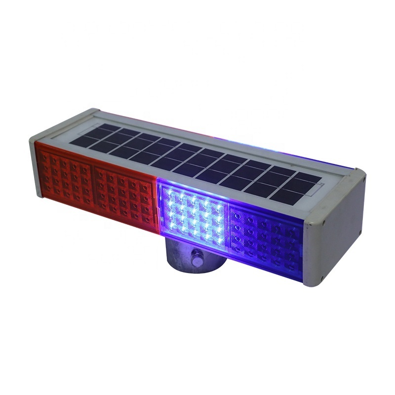 Four Sides Red And Blue Solar Traffic Signal Warning Strobe Light Four Sides Warning Strobe Lights Led Solar Warning Light