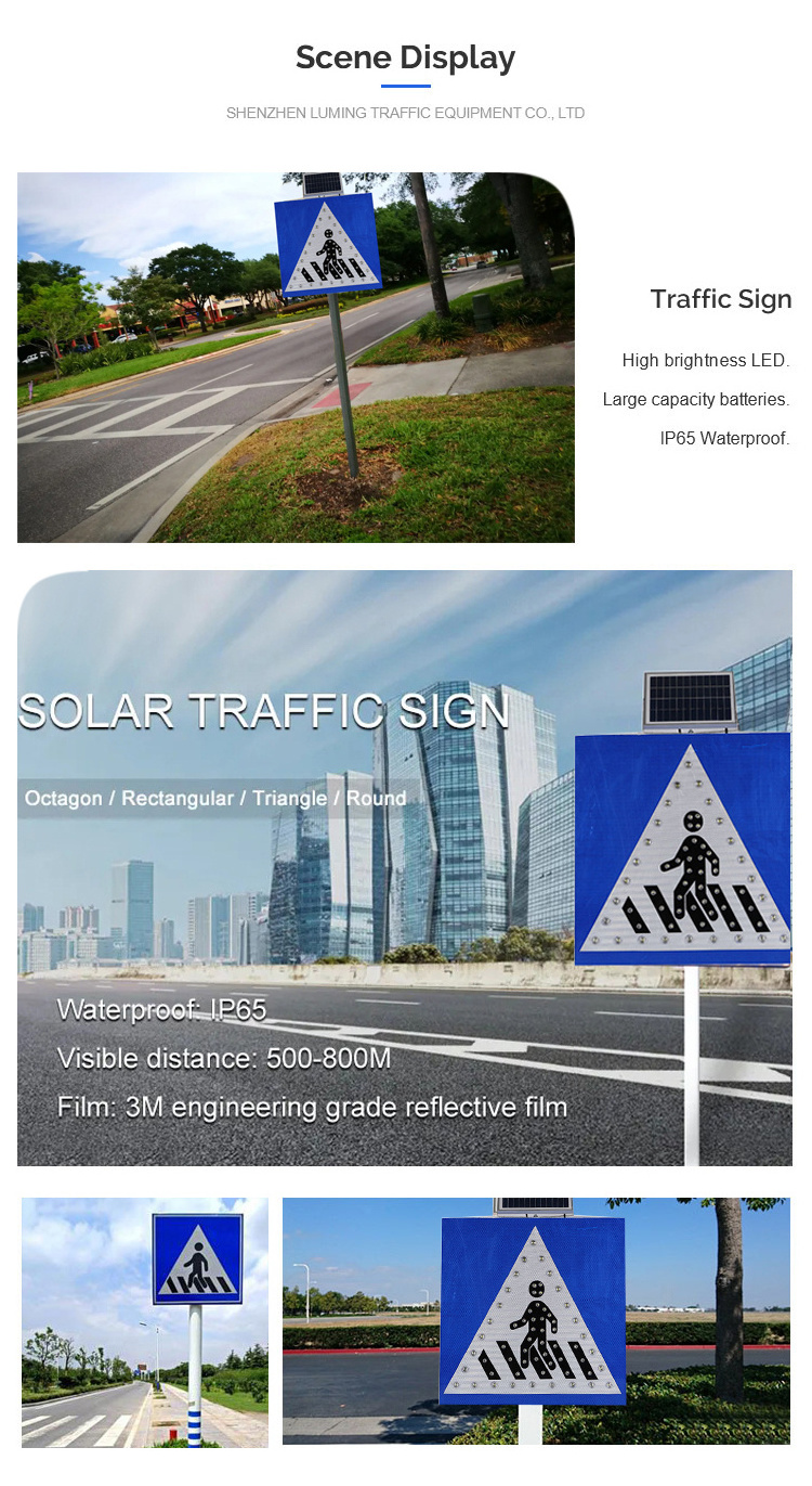 Solar Crosswalk Signal Traffic Sign LED Traffic Signal Pedestrian Crossing Sign