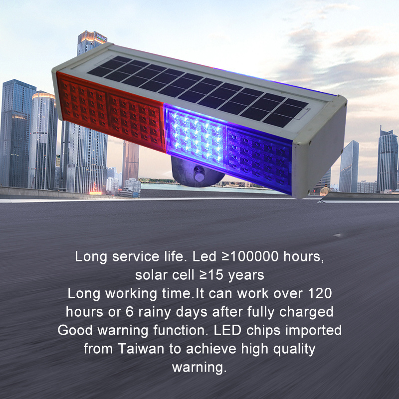 Four Sides Red And Blue Solar Traffic Signal Warning Strobe Light Four Sides Warning Strobe Lights Led Solar Warning Light