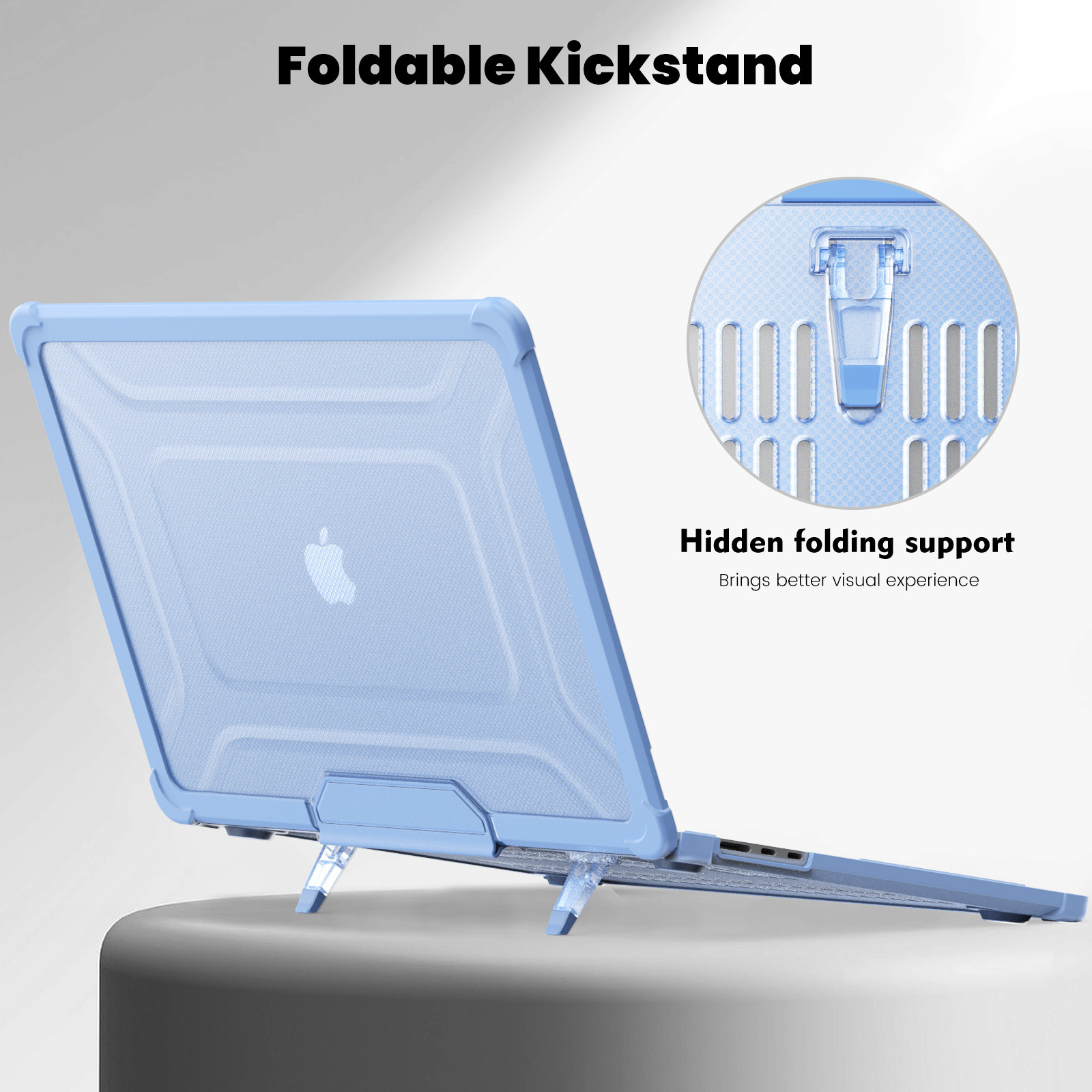 New Business Anti finger Connected with stand cover For macbook air M1 M2 clear case for apple laptop macbook pro 16 2023 A2780