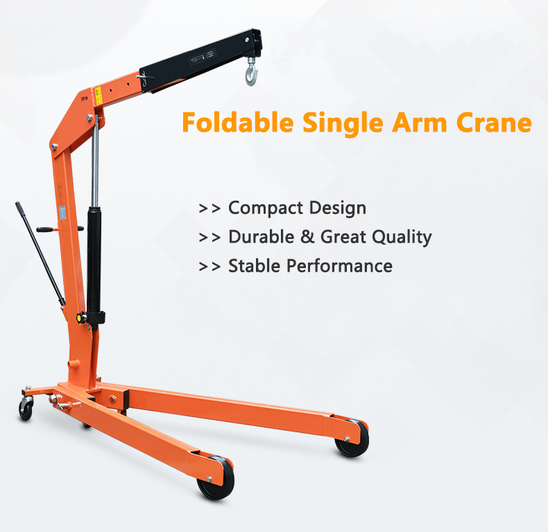 Folding Crane  1 Ton Manual  Hydraulic Jack Small Shop Hoist Cherry Picker Engine Crane  - SC1000A