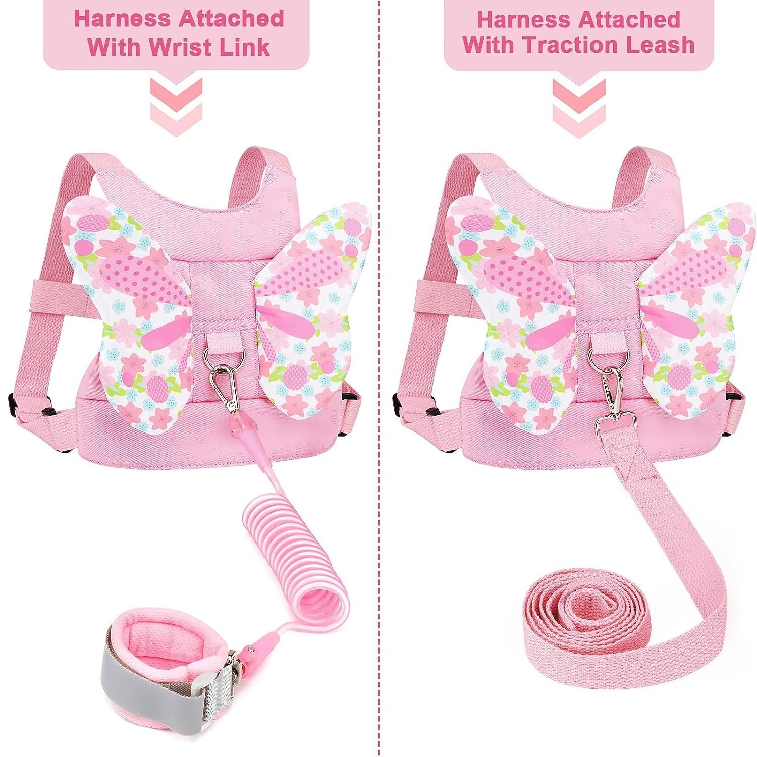 3 In 1 Toddler Harness Leashes With Cute wearable wings Vest Anti Lost Wrist Link Butterfly Kids Harness leashes