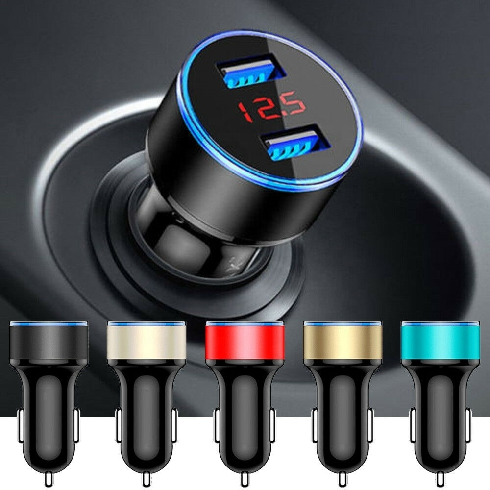 3.1A Dual USB Car Charger 2 Port LCD Display 12-24V Cigarette Socket Lighter For Iphone XS Max XR X 8 7 Samsung Android