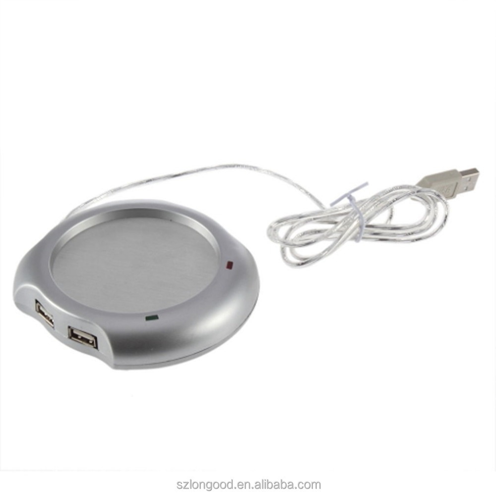 New USB Tea Coffee Cup Mug Warmer Heater Pad with 4 Port USB Hub Gadgets for PC Laptop