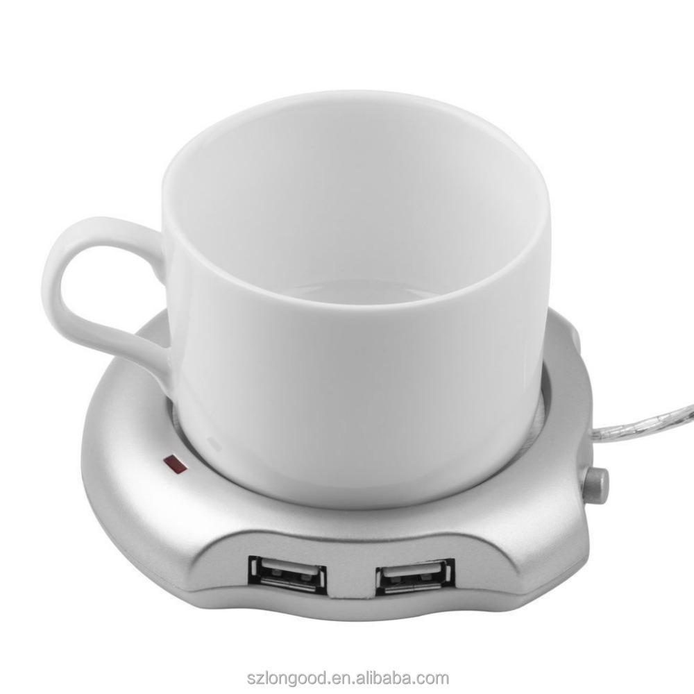 New USB Tea Coffee Cup Mug Warmer Heater Pad with 4 Port USB Hub Gadgets for PC Laptop