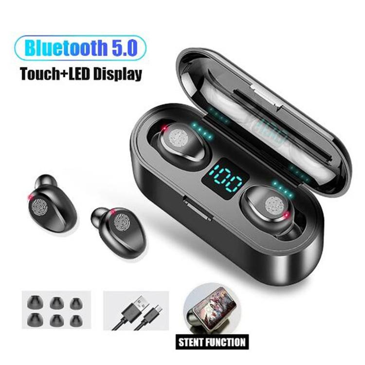 2022 BT tws earbuds F9 headphone F9-5 in-ear headset wireless earphone with powerbank power bank