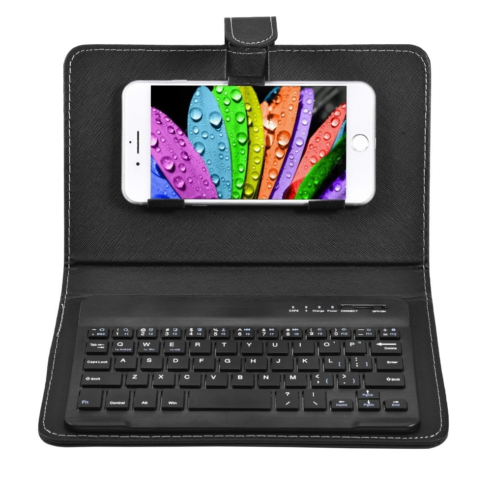 Portable PU Leather Wireless Keyboard Case for iPhone Protective Mobile Phone with BT Keyboard For IPhone Android Phone