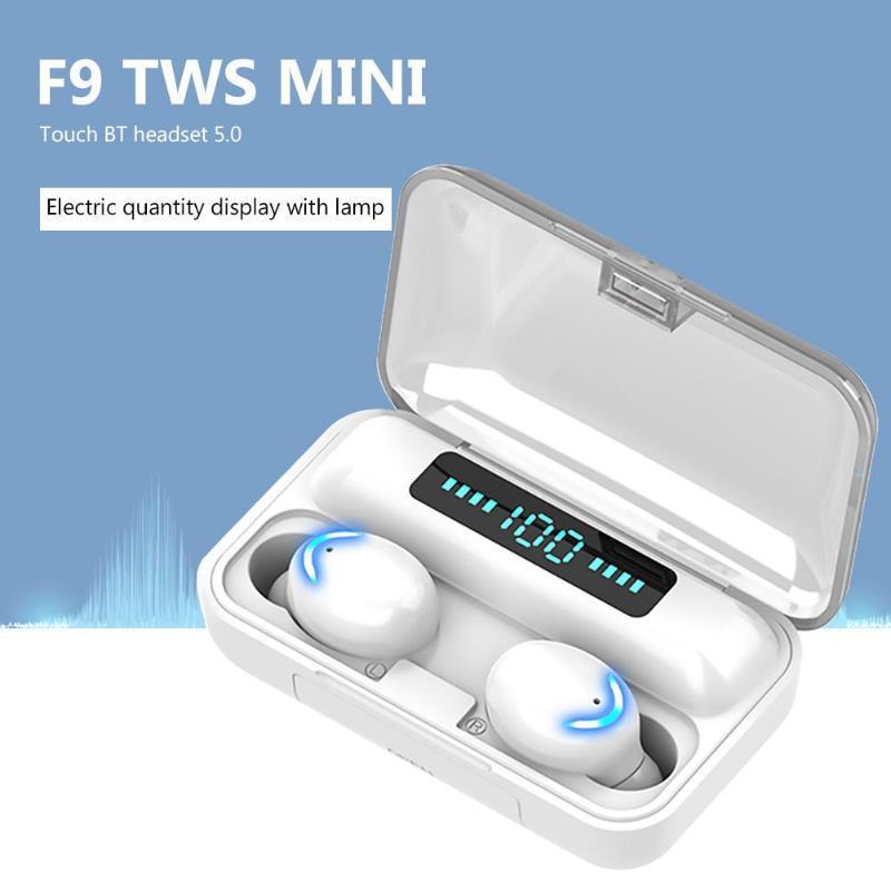 BT tws earbuds F9 headphone F9-5 in-ear headset wireless earphone with powerbank power bank