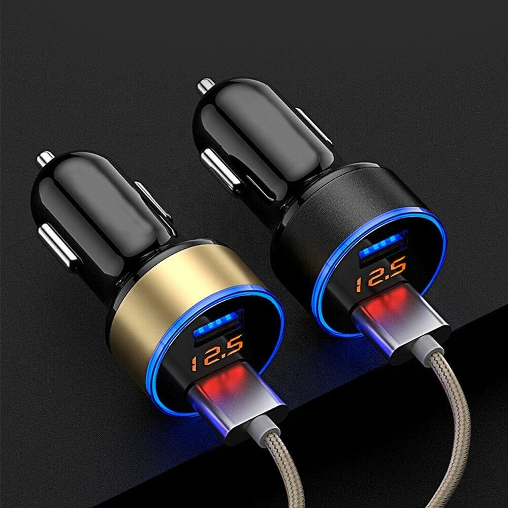 3.1A Dual USB Car Charger 2 Port LCD Display 12-24V Cigarette Socket Lighter For Iphone XS Max XR X 8 7 Samsung Android