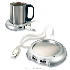 New USB Tea Coffee Cup Mug Warmer Heater Pad with 4 Port USB Hub Gadgets for PC Laptop