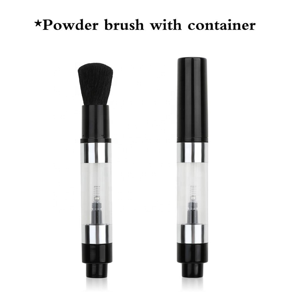 custom logo premium private label single black small make up brushes vegan refillable powder dispensing pump powder brush