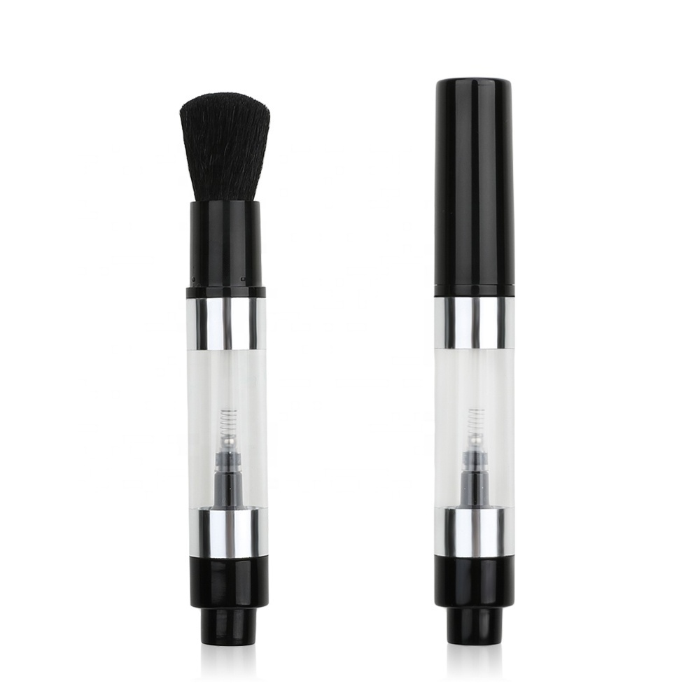 custom logo premium private label single black small make up brushes vegan refillable powder dispensing pump powder brush