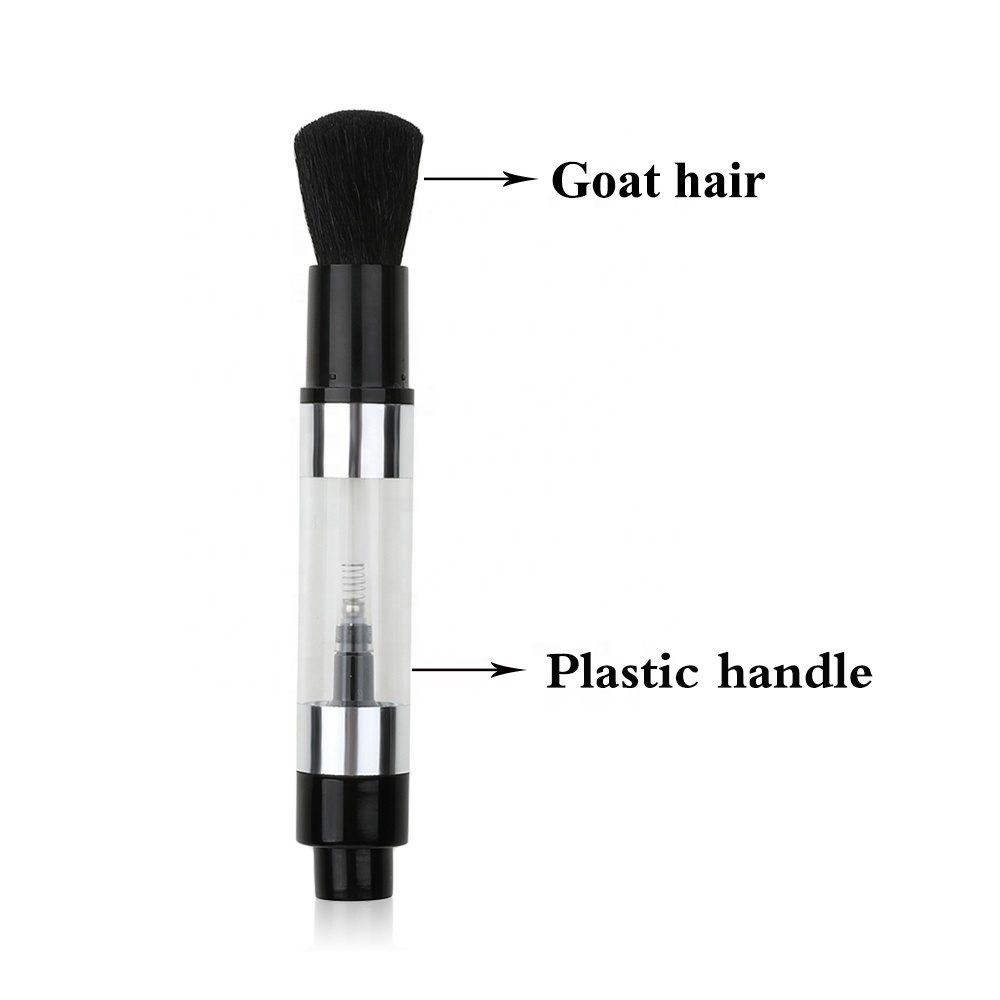 custom logo premium private label single black small make up brushes vegan refillable powder dispensing pump powder brush