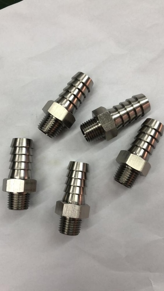 Customized High Precision Stainless steel  hexagon joint pagoda connector  Custom Size Male Hose Adapter