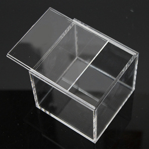 Plexiglass slide case 9x9x9cm clear acrylic gift box jewelry display storage box with sliding cover