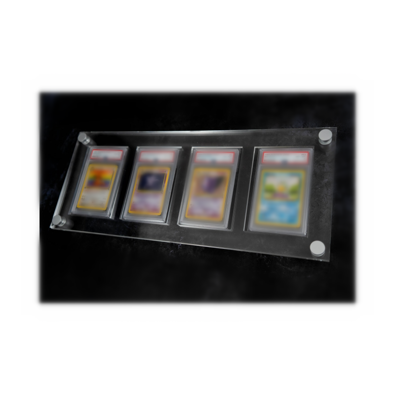 2+10+2mm clear pmma pokemon 4 card collection display case 4 pockets acrylic display frame for grade fits sleeved cards