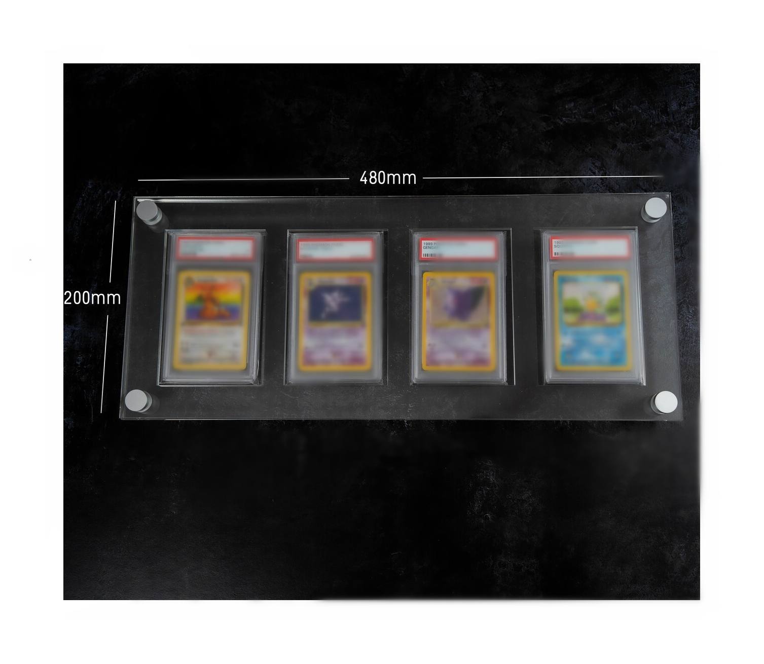 2+10+2mm clear pmma pokemon 4 card collection display case 4 pockets acrylic display frame for grade fits sleeved cards