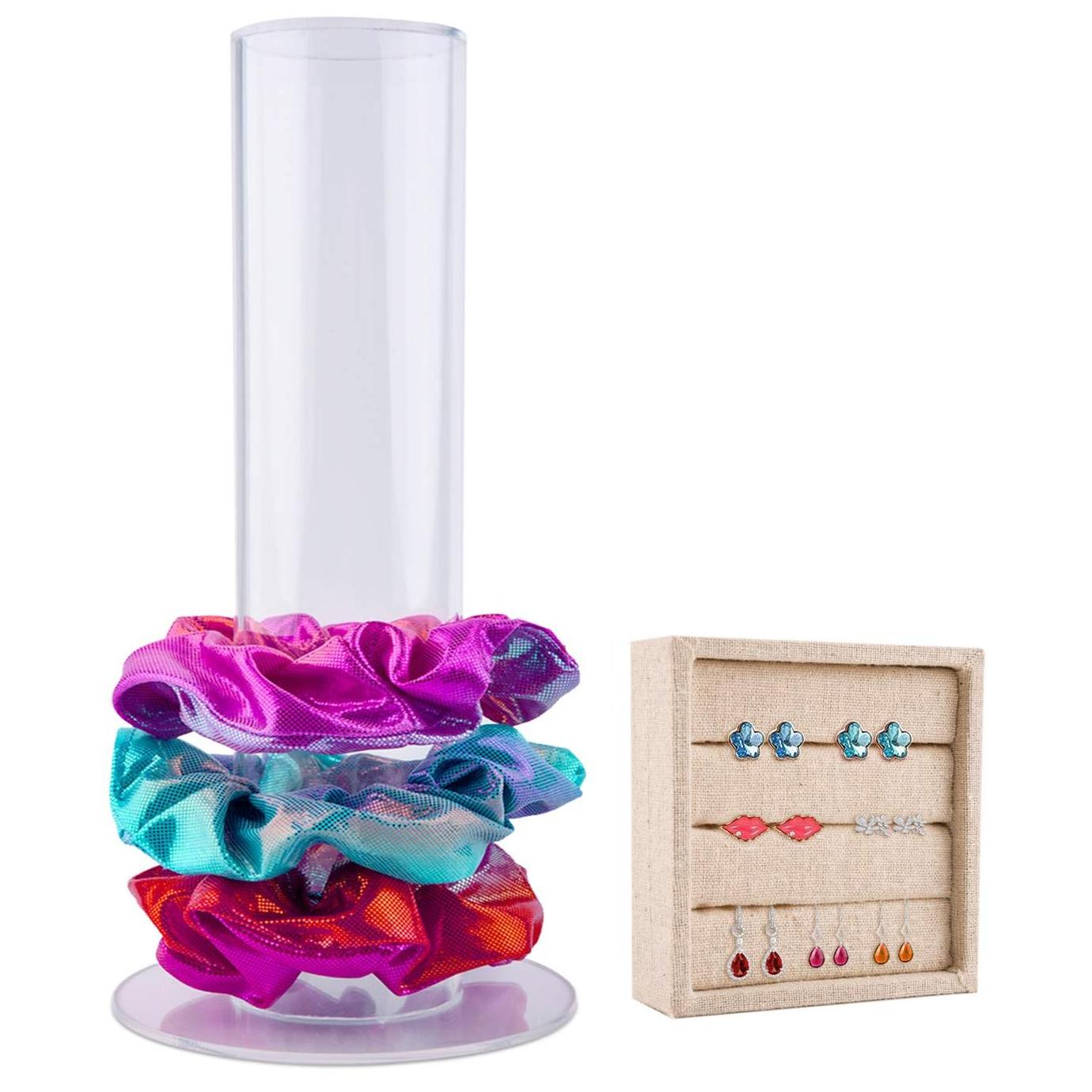 Acrylic Scrunchie Holder Stand Clear Scrunchie Holder Hair Tie Organizer Stand Vertical Bracelet Headband Display Tower