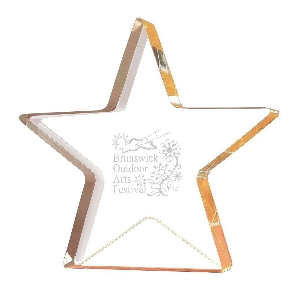 Laser Cut Plexiglass Plaque Trophy Transparent Star Shape Acrylic Award customized printing