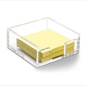 4x4" paper box Acrylic note holder Blank Notepad Paper Memo Cube Pad Large Acrylic Refillable Holder