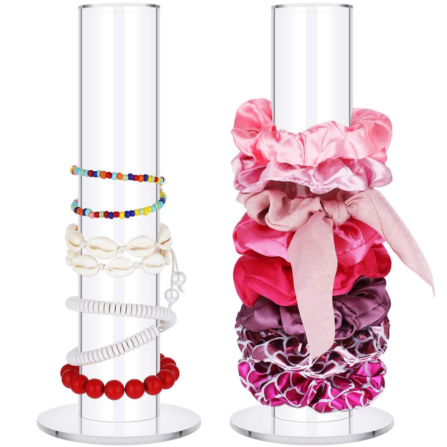 Acrylic Scrunchie Holder Stand Clear Scrunchie Holder Hair Tie Organizer Stand Vertical Bracelet Headband Display Tower