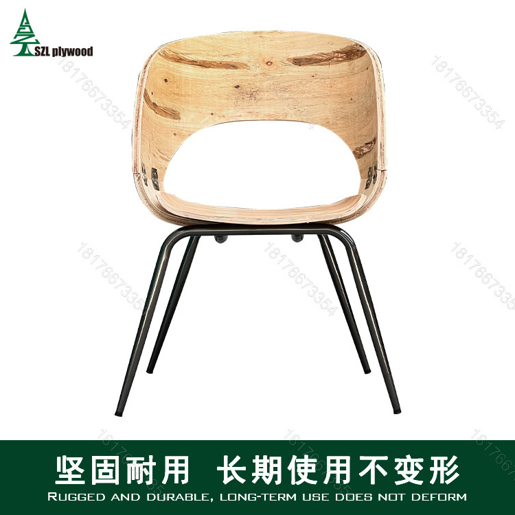 Steel chair eucalyptus plywood frame,steel leg chair plywood frame, simple design dinner chair plywood frame