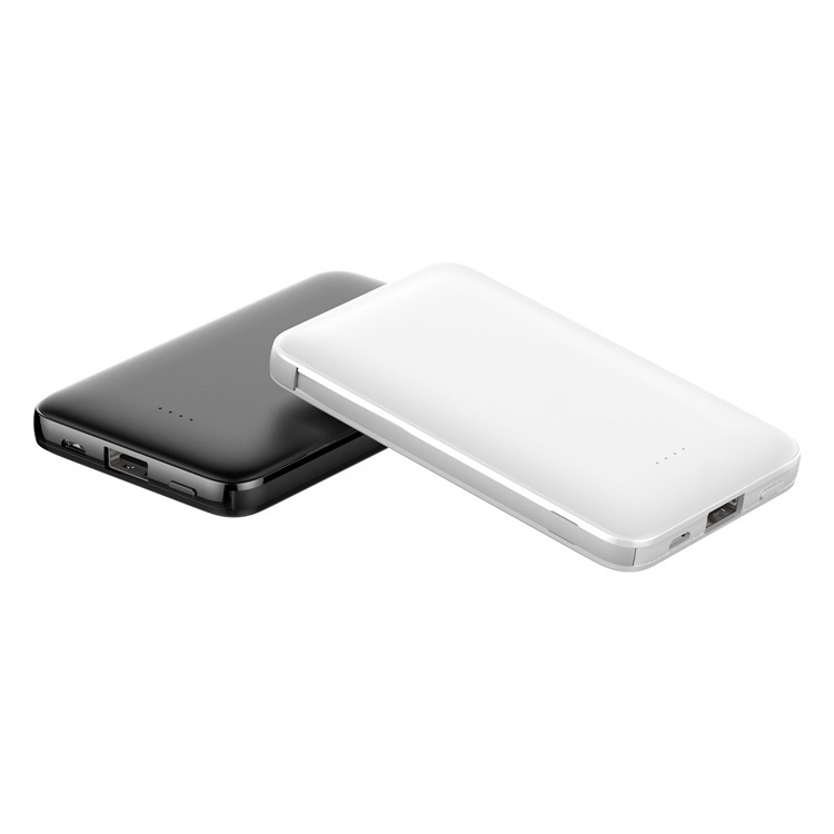 Shenzhen Manufacturer 10000mAh Slim Power Bank Portable Built in Cable Polymer Li Battery Smart Charger Power Bank