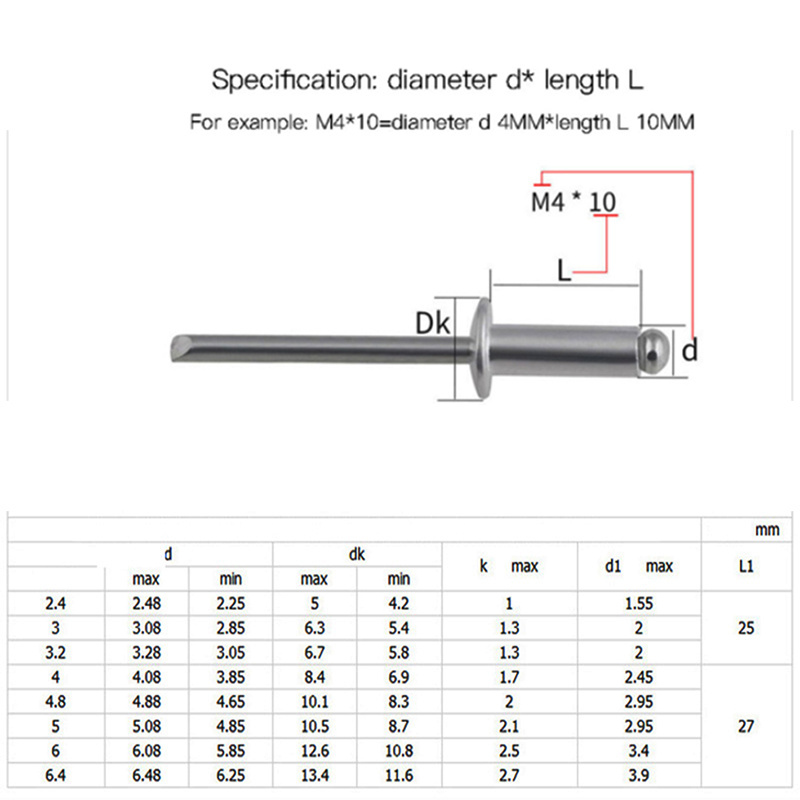 luhuichang  M3.2 M4 Aluminum mushroom Screw Pulling Rivets Break Mandrel Blind Nail Pop Rivet self-plugging rivet Furniture