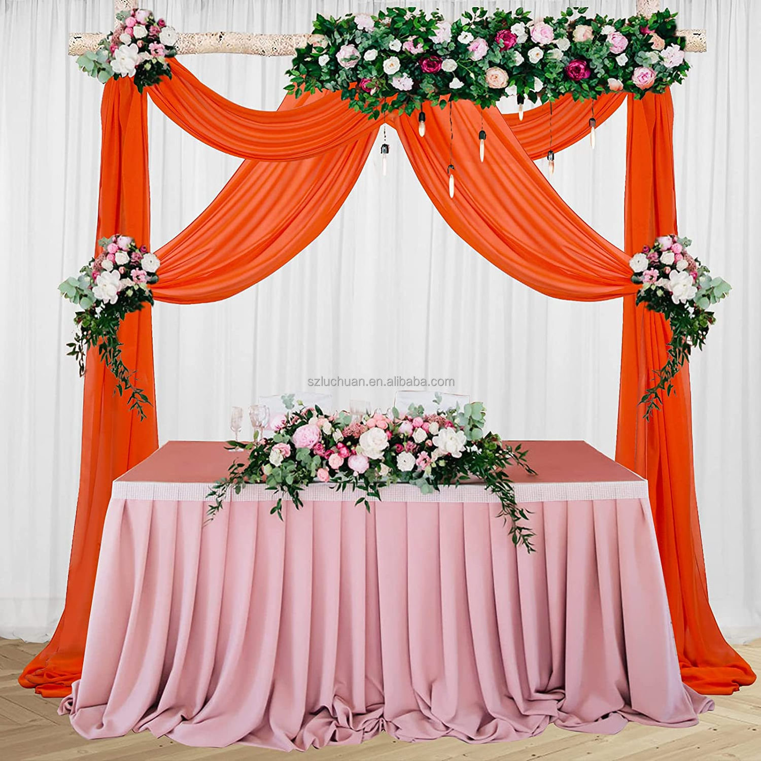 103#Orange Chiffon Indian Wedding Backdrops Backdrop Photography Wholesale Wedding Backdrop