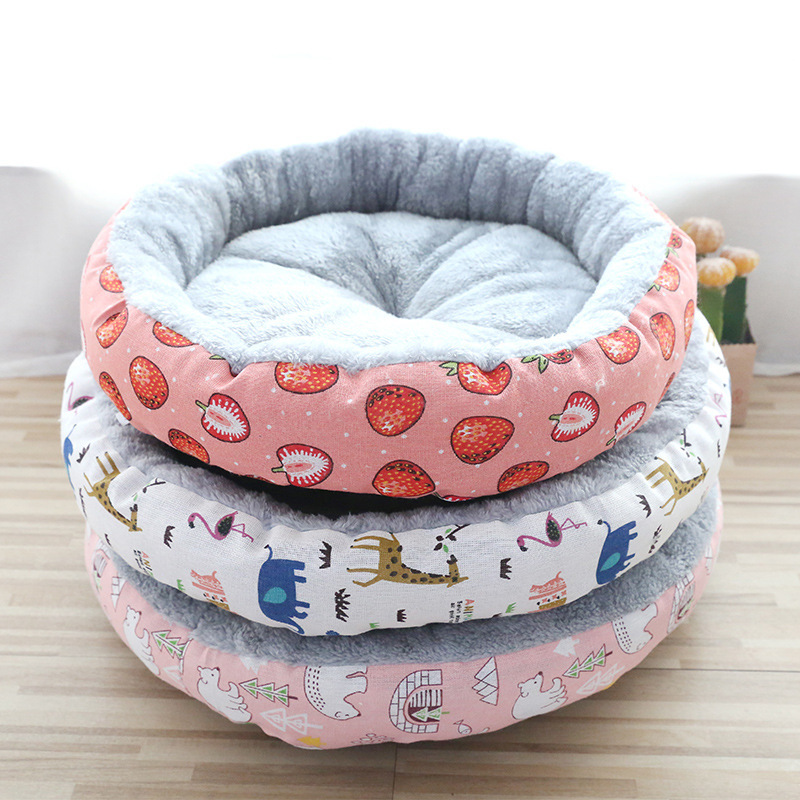 45cm Pet Supplies New Designer Waterproof Camping Travel Novelty Velvet Washable Donut Cheap Cute Cat Round Dog Pet Bed