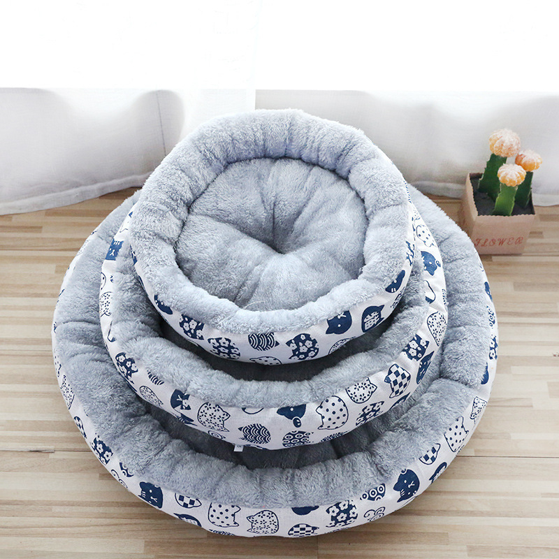 45cm Pet Supplies New Designer Waterproof Camping Travel Novelty Velvet Washable Donut Cheap Cute Cat Round Dog Pet Bed